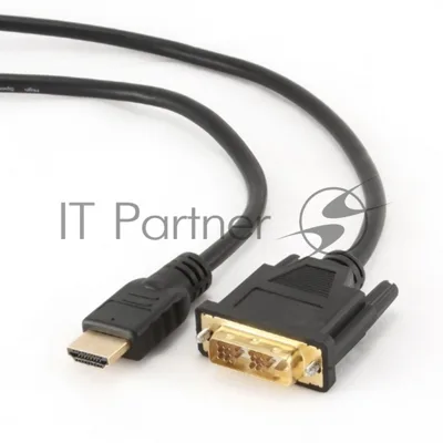 Кабель HDMI-DVI Cablexpert CC-HDMI-DVI-15, 19M/19M, single link, медь, позол.разъемы, экран, 4.5м, черный, пакет