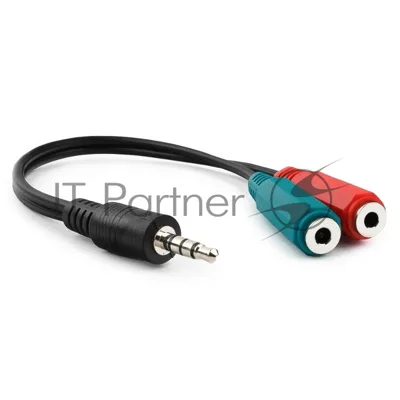 Кабель аудио сигнала Gembird Jack3.5 4pin->Jack3.5 стерео + 3.5 микрофон моно, длина 20с, черный