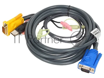 Кабель ATEN KVM Cable 2L-5303U Кабель для KVM: USB(Am)+DB15(m)+2*Audio (PC) -на- SPHD15(m)+2*Audio (KVM), 3м