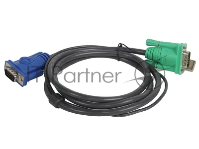 Кабель KVM ATEN 2L-5201U USB(тип А Male)+HDB15(Male) <-> SPHD15(Male) 1,2м., черный.