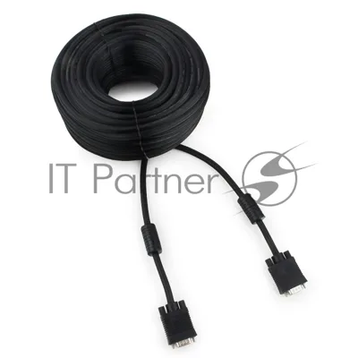 Кабель Gembird/Cablexpert VGA Premium, 15M/15M, 30м, черный, тройной экран, феррит.кольца