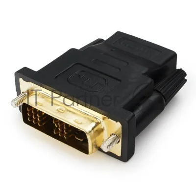 Переходник Cablexpert HDMI-DVI 19F/19M золотые разъемы, пакет, черный