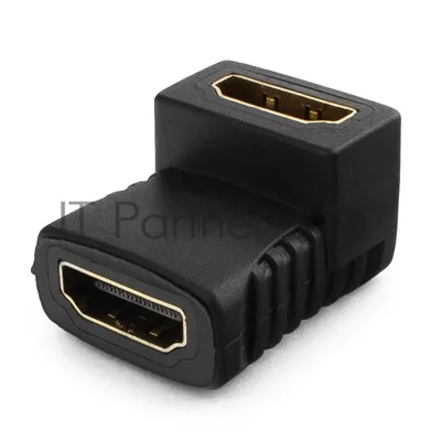 Переходник Gembird Переходник HDMI-HDMI 19F/19F, угловой, золотые разъемы, пакет