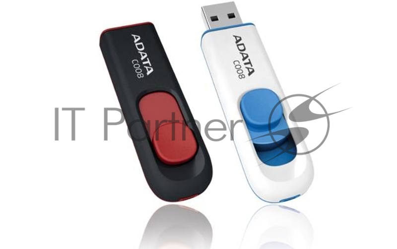 Флешка USB ADATA С008 (AC008-64G-RWE), 64Gb, USB 2.0, R/W 15/5, белый/синий