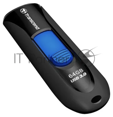 Флешка USB Transcend JetFlash 790 (TS64GJF790K), 64 Gb, USB 3.0, R/W 90/40, черный/синий