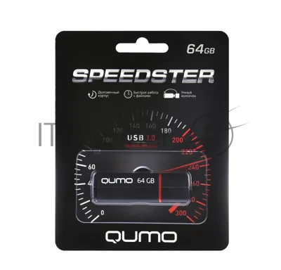 Флешка USB 3.0 QUMO 64Gb, Speedster черный