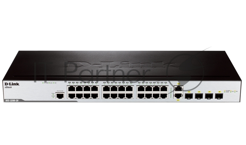 Коммутатор D-Link DES-3200-28/C1A, 24×100 Мбит/с + 2×1 Гбит/с Combo, управляемый