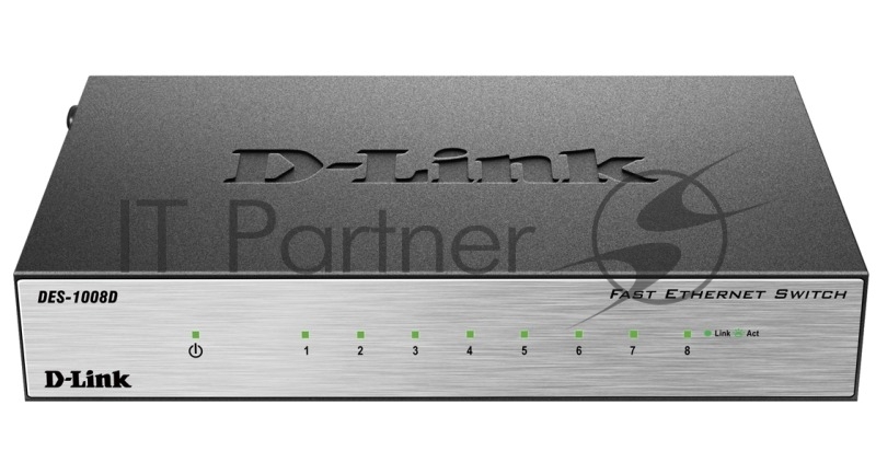 Коммутатор D-Link DES-1008D/(K2A/K3A)RU/J1A/J2A/L2A/L2B, 8×100 Мбит/с, неуправляемый