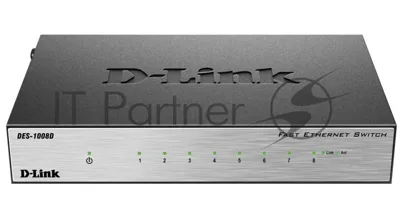 Коммутатор D-Link DES-1008D/(K2A/K3A)RU/J1A/J2A/L2A/L2B, 8×100 Мбит/с, неуправляемый