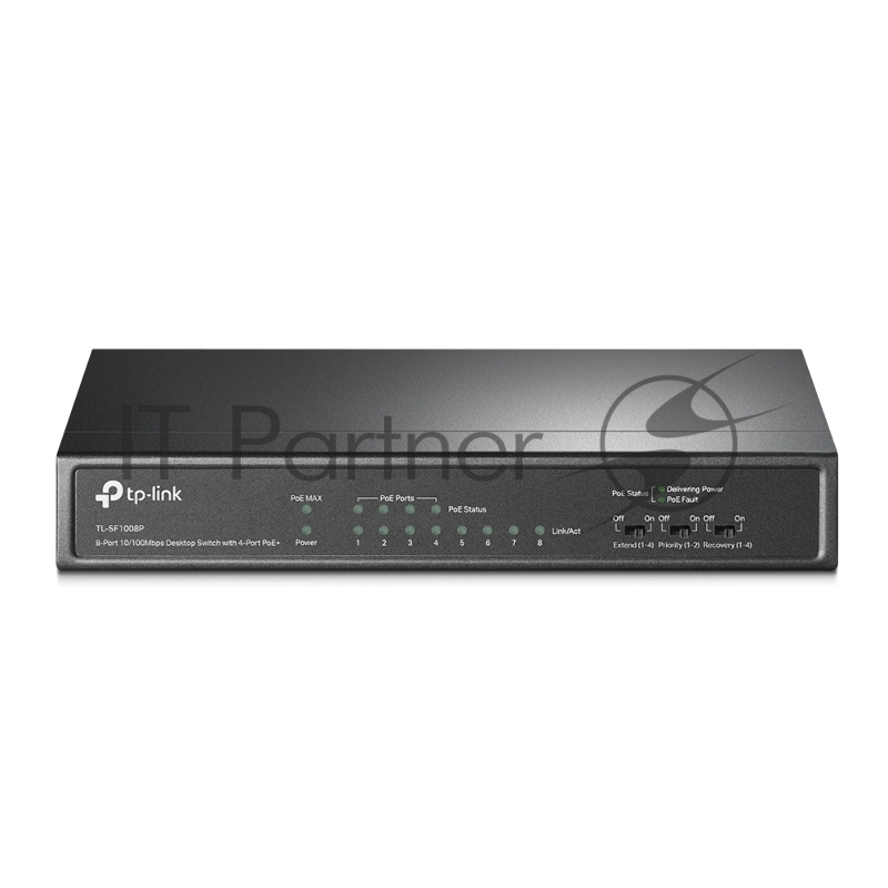 Коммутатор TP-Link TL-SF1008P, 4×100 Мбит/с PoE+ + 4×100 Мбит/с Uplink, неуправляемый