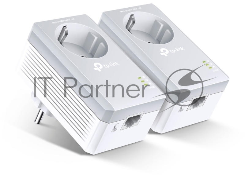Сетевой адаптер TP-Link TL-PA4010PKIT AV600 Powerline Adapter with AC Pass Through Starter Kit, Ultra Compact Size, 500Mbps Powerline Datarate, 10/100Mbps Fast Ethernet, HomePlug AV, Green Powerline, Plug and Play