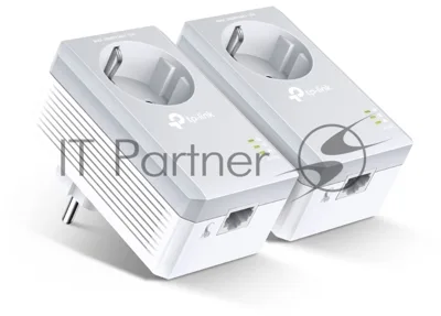 Сетевой адаптер TP-Link TL-PA4010PKIT AV600 Powerline Adapter with AC Pass Through Starter Kit, Ultra Compact Size, 500Mbps Powerline Datarate, 10/100Mbps Fast Ethernet, HomePlug AV, Green Powerline, Plug and Play