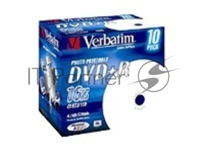 Диск DVD+R Verbatim 4.7Gb 16x Jewel case (10шт) Printable (43508)