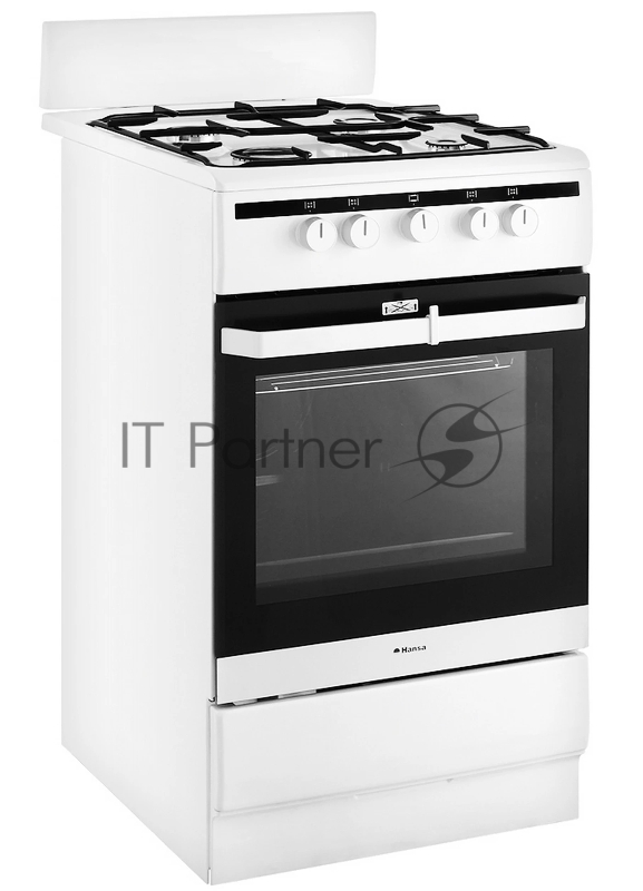Плита газовая Hansa FCGW51001 белый, конфорок 4 шт, духовка 56 л, 50 см x 85 см x 60 см