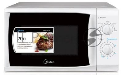 Микроволновая печь Midea MM720CFB белый, 20 л, 700 Вт, переключатели - поворотный механизм