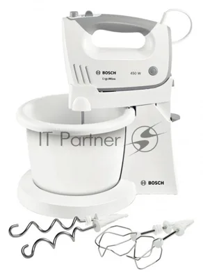 Миксер Bosch MFQ36460 белый/серый, стационарный, 450 Вт, 3 л, 5 скоростей