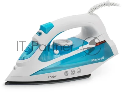 Утюг Maxwell MW-3055B белый/голубой, 2200 Вт, 30 г/мин, 100 г/мин, 280 мл