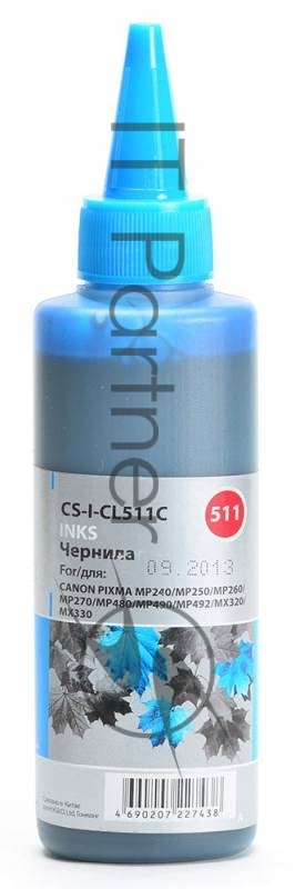 Чернила Cactus CS-I-CL511C голубой (100мл) Canon PIXMA MP240/MP250/MP260/MP270/MP4800