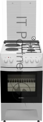 Плита комбинированная Darina 1D KM 241 337 W белый/черный, конфорок 4 шт, духовка 50 л, 50 см x 85 см x 60 см