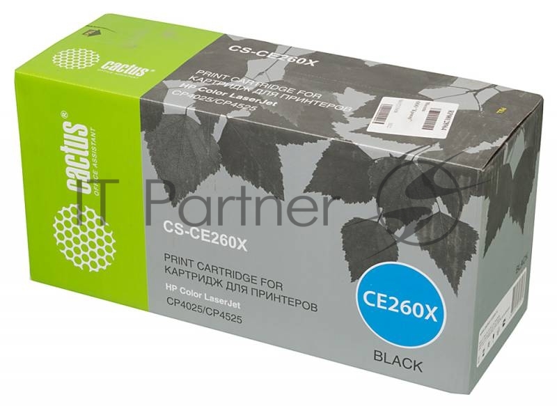 Картридж лазерный Cactus CS-CE260X черный (17000 стр.) для HP LJ CP4025/CP4525