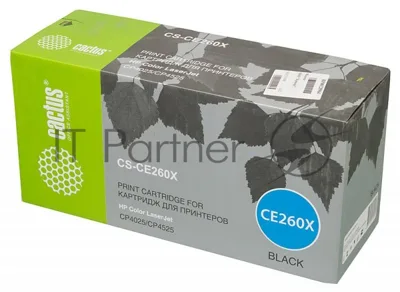 Картридж лазерный Cactus CS-CE260X черный (17000 стр.) для HP LJ CP4025/CP4525
