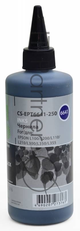 Чернила Cactus CS-EPT6641-250 черный 250мл для Epson L100/L110/L120/L132/L200/L210/L222/L300/L312/L350/L355/L362/L366/L456/L550/L555/L566/L1300