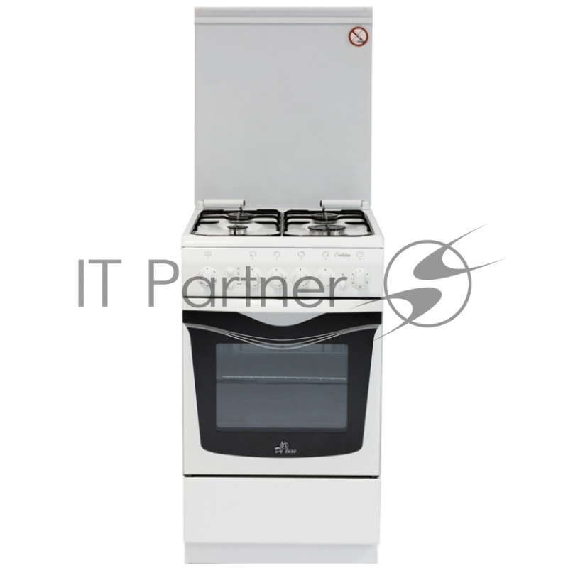 Плита газовая De Luxe 506040.01Г (КР) ЧР белый, конфорок 4 шт, духовка 60 л, 50 см x 85 см x 60 см