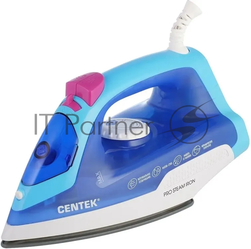 Утюг Centek CT-2348 синий/белый, 1600 Вт, 20 г/мин, 80 г/мин, 200 мл