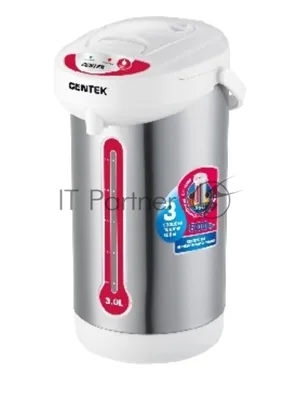 Термопот Centek CT-0080 белый, 3л, 600Вт, 3 способа подачи воды, корпус из нержавеющей стали