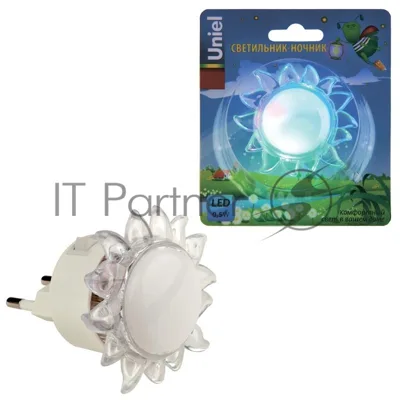 Ночник UNIEL DTL-308 ПОДСОЛНУХ(DTL-308-Подсолнух/RGB/4LED/0,5W Светильник-ночник. Выключатель на корпусе. Блистер)