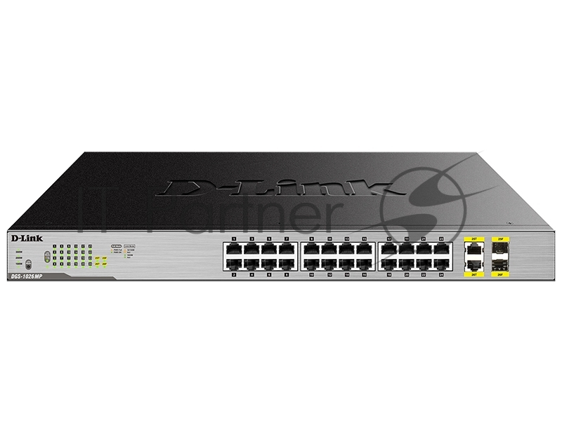 Коммутатор D-Link DGS-1026MP/A1A, 24×1 Гбит/с + 2×1 Гбит/с Combo, неуправляемый