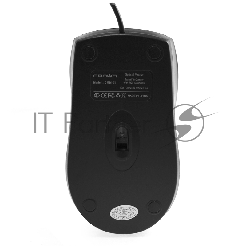 Мышь проводная Crown CMM-31 черный, 1000 dpi, USB, кнопки - 3