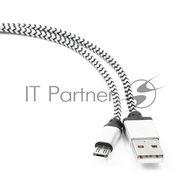 Кабель Gembird USB 2.0 Cablexpert AM/microBM 5P, 1м, нейлоновая оплетка, алюминиевые разъемы, серебристый, пакет