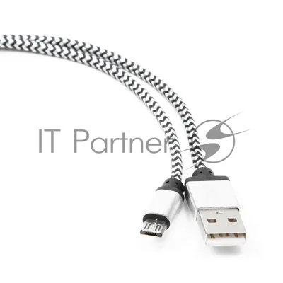 Кабель Gembird USB 2.0 Cablexpert AM/microBM 5P, 1м, нейлоновая оплетка, алюминиевые разъемы, серебристый, пакет