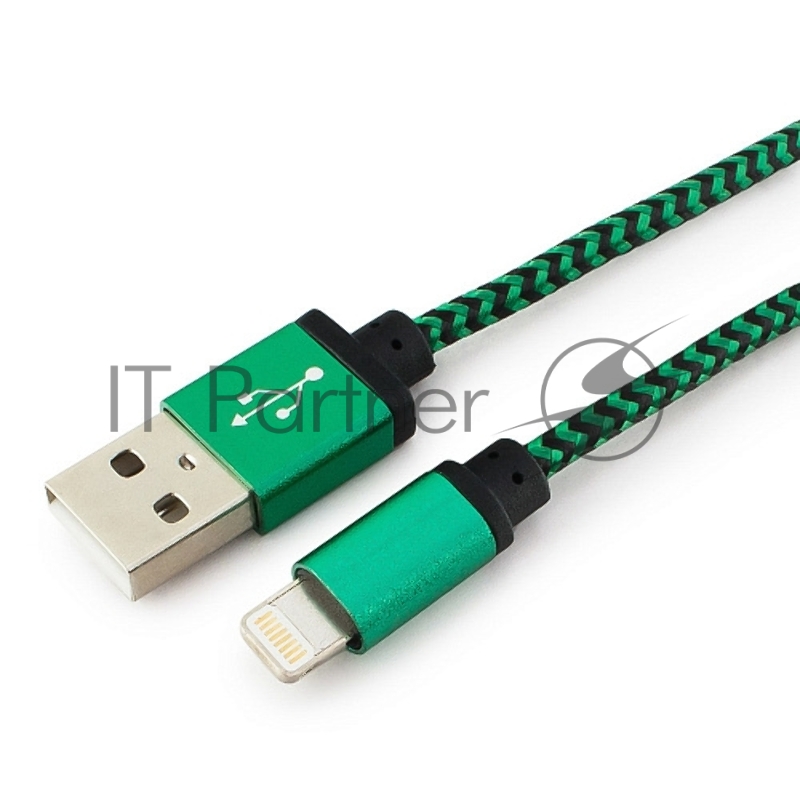 Кабель Gembird USB 2.0 Cablexpert AM/Lightning 8P, 1м, нейлоновая оплетка, алюминиевые разъемы, зеленый, пакет