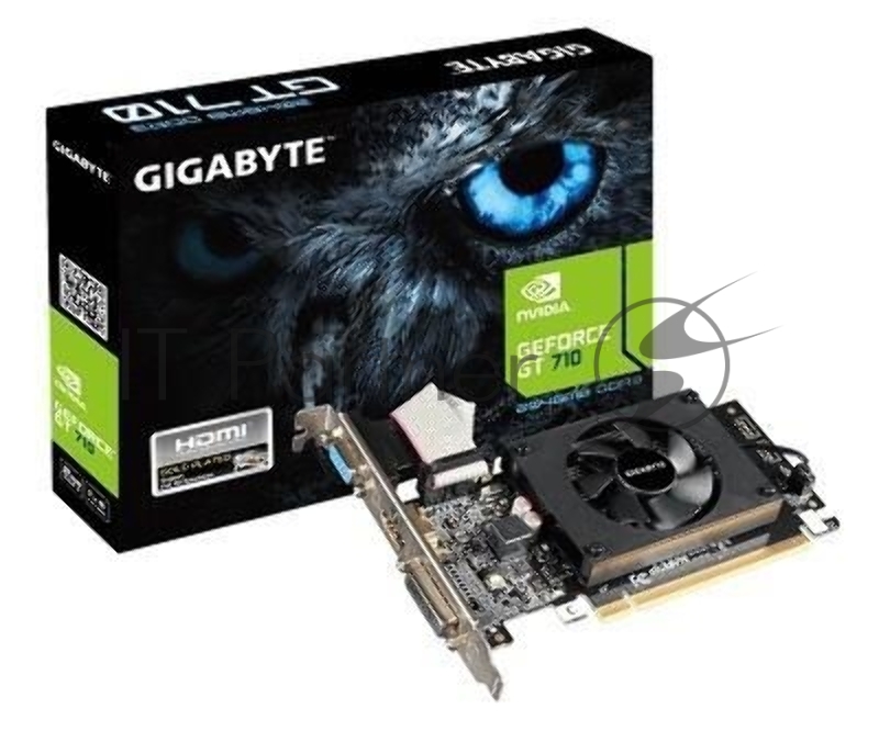 Видеокарта Gigabyte GeForce GT 710 v2.0, 2 GB GDDR3, 64 bit, HDMI, DVI-D, VGA, GPU 954 MHz