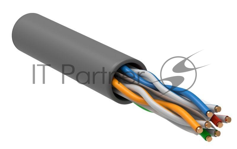 Кабель связи ITK витая пара U/UTP, кат.6, 4 пары 23AWG solid, 305м, ПВХ, серый