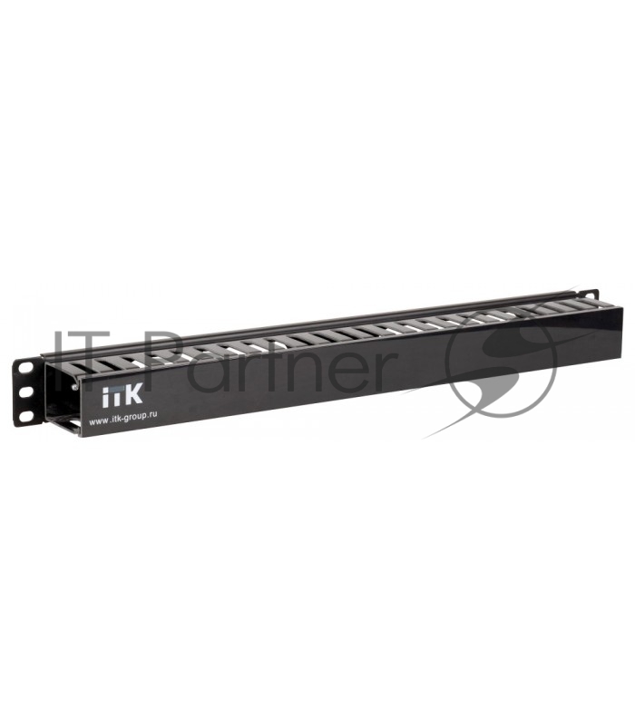 Пластиковый кабельный органайзер с крышкой ITK 19", глубина 60мм, 1U, черный