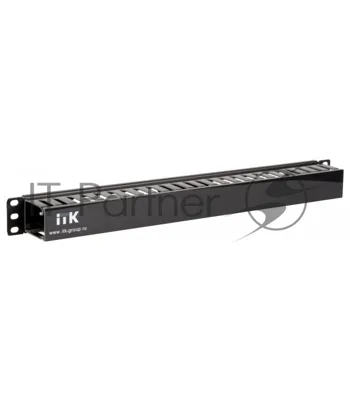 Пластиковый кабельный органайзер с крышкой ITK 19", глубина 60мм, 1U, черный