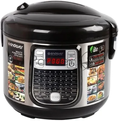 Мультиварка Endever Vita-95, мощность 1000 Вт, черный/стальной, емкость 5л, 45 авторежимов работы, книга рецептов