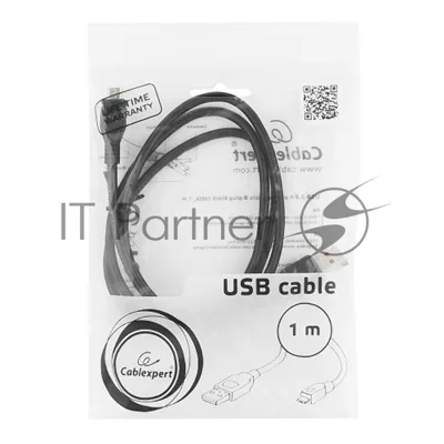 Кабель USB2.0 Pro Cablexpert CCP-mUSB2-AMBM-1M, AM/microBM 5P, 1м, экран, черный, пакет