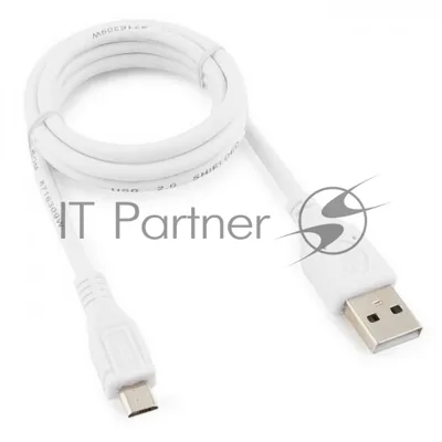 Кабель USB2.0 Pro Cablexpert CCP-mUSB2-AMBM-W-1M, AM/microBM 5P, 1м, экран, белый, пакет
