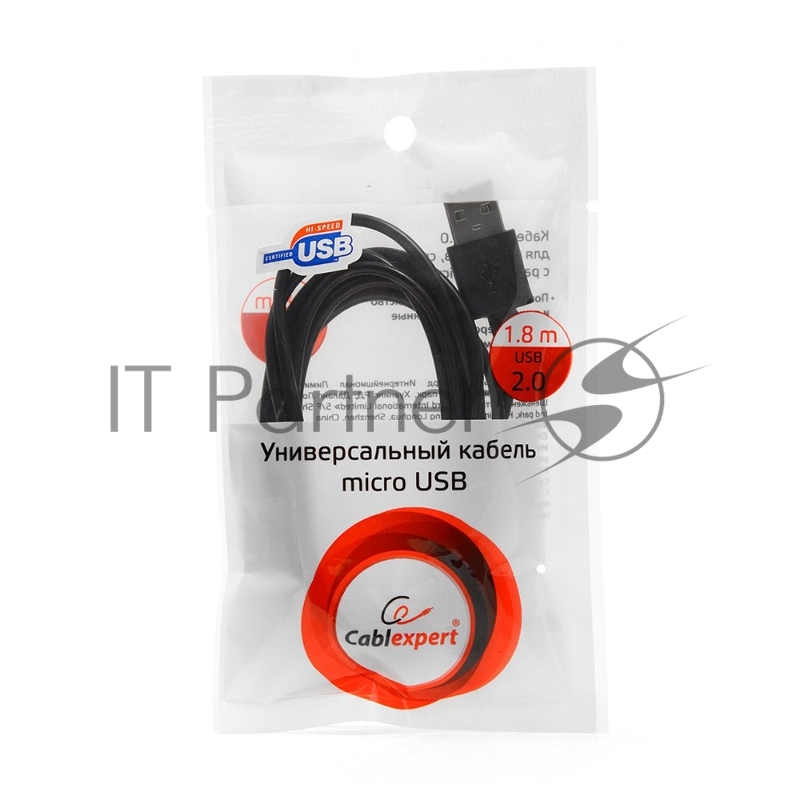 Кабель USB2.0 Pro Cablexpert CC-mUSB2-AMBM-6, AM/microBM 5P, 1.8м, экран, черный, пакет