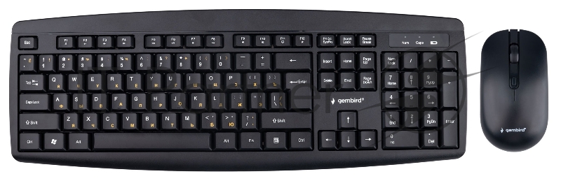 Комплект клавиатура+мышь Gembird KBS-8000 беспроводной, USB, 1600 DPI, чёрный