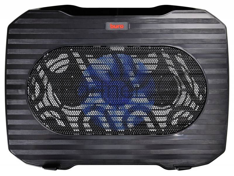 Подставка Buro 15.6"357x265x33мм 1xUSB 1x 140ммFAN 345г металлическая сетка/пластик черный