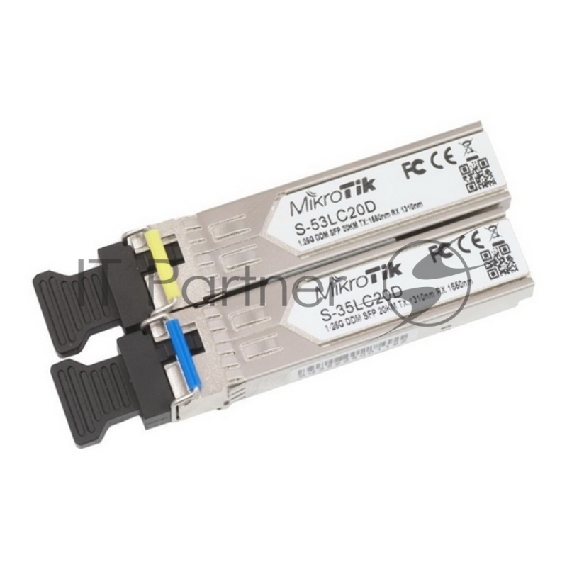 Трансивер Mikrotik S-3553LC20D "Pair of SFP modules, S-35LC20D (1.25G SM 20km T1310nm/R1550nm) + S-53LC20D (1.25G SM 20kmT1550nm/R1310nm)"