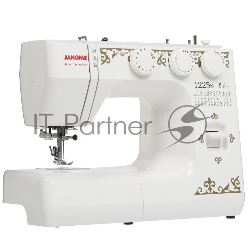 Швейная машина Janome 1225s белый, электромеханическая, вертикальный качающийся, 25 операций, петля-автомат