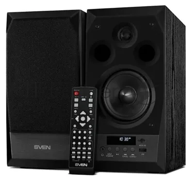 Акустическая система 2.0 SVEN MC-10, чёрный, мощность 2x25Вт (RMS), FM-тюнер, USB/microSD, дисплей, пульт ДУ, Bluetooth SVEN MC-10, чёрный, акустическая система 2.0, мощность 2x25Вт (RMS), FM-тюнер, USB/microSD, дисплей, пульт ДУ, Bluetooth