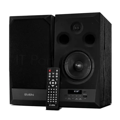 Акустическая система 2.0 SVEN MC-20, черный, мощность 2x45Вт (RMS), FM-тюнер, USB/microSD, дисплей, пульт ДУ, Bluetooth, Optical SVEN MC-20, черный, акустическая система 2.0, мощность 2x45Вт (RMS), FM-тюнер, USB/microSD, дисплей, пульт ДУ, Bluetooth, Optical