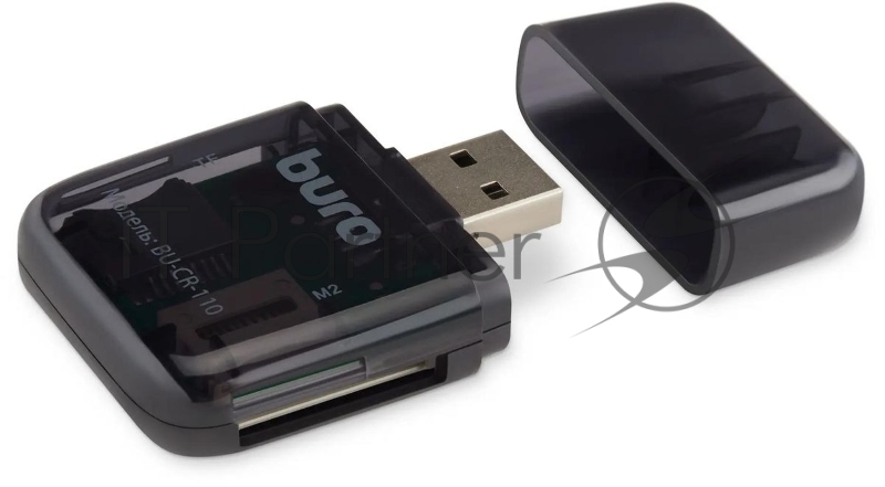 Кард-ридер Buro BU-CR-110 черный/MMC/MS/MS Duo/MS Micro M2/MS Pro/RS-MMC/SD/SDHC/TF/micro-SD/miсro-SDHC/USB 2.0/пластик